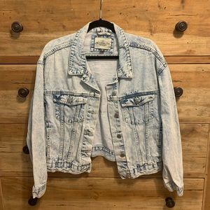 Distressed oversized jean jacket